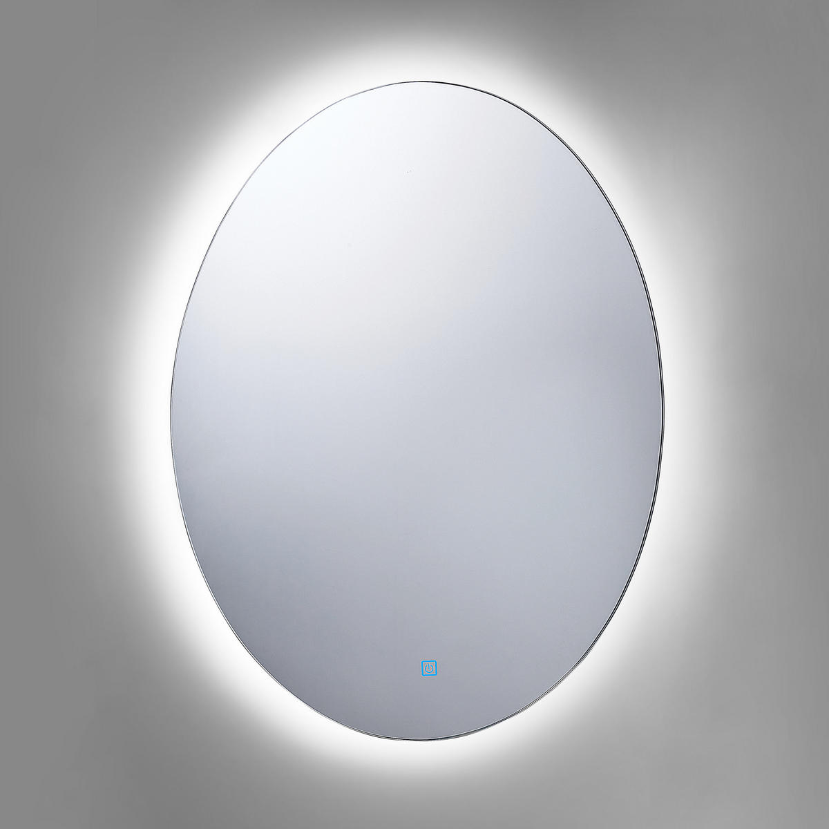 BADSPIEGEL mit LED-Beleuchtung oval 60/80 cm Mazille - Silberfarben, Glas (60/80/3cm) - Beliani