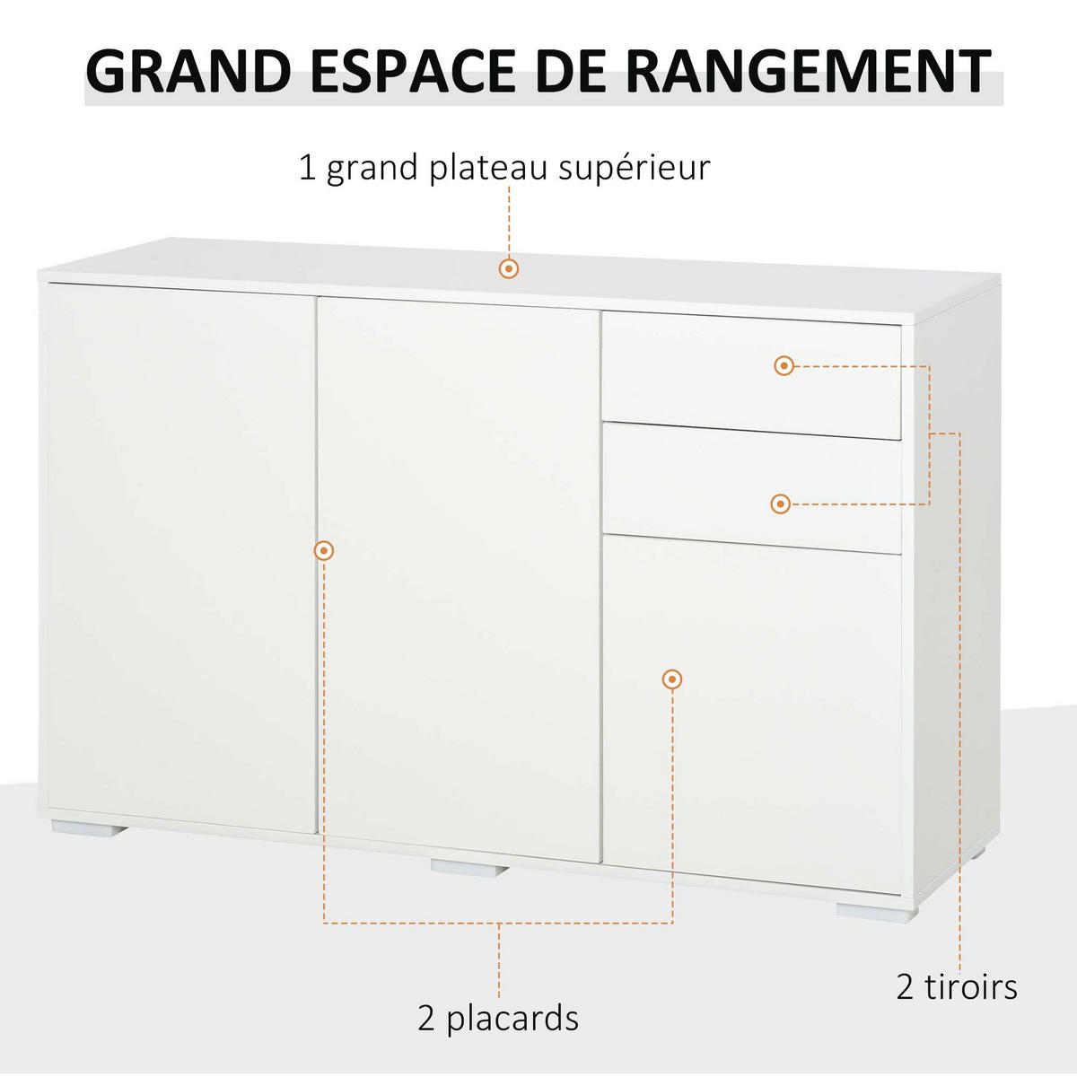 SIDEBOARD Weiß 117/36/74 cm - Weiß, Holz (117/74/36cm) - PANGIVO