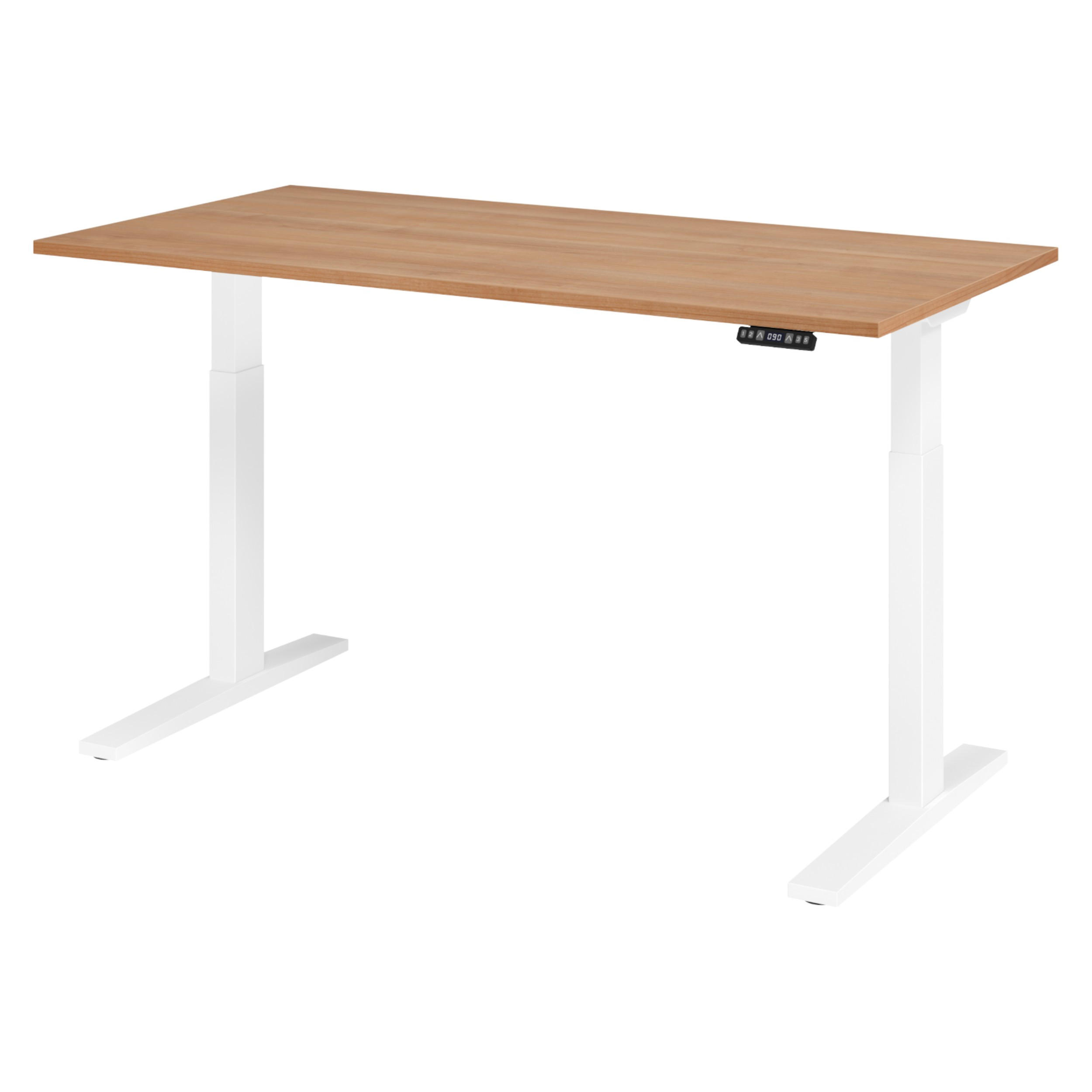 SCHREIBTISCH elektrisch XMKA 80/160/74 cm in Nussbaumfarben/Weiß - Nussbaumfarben/Weiß, Holzwerkstoff (80/160/74cm) - bümö