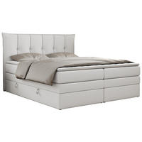 BOXSPRINGBETT PREMIUM 10 KING 200/200 Weiß Kunstleder - H3 - Weiß, Holz/Textil (200/200cm) - MKS