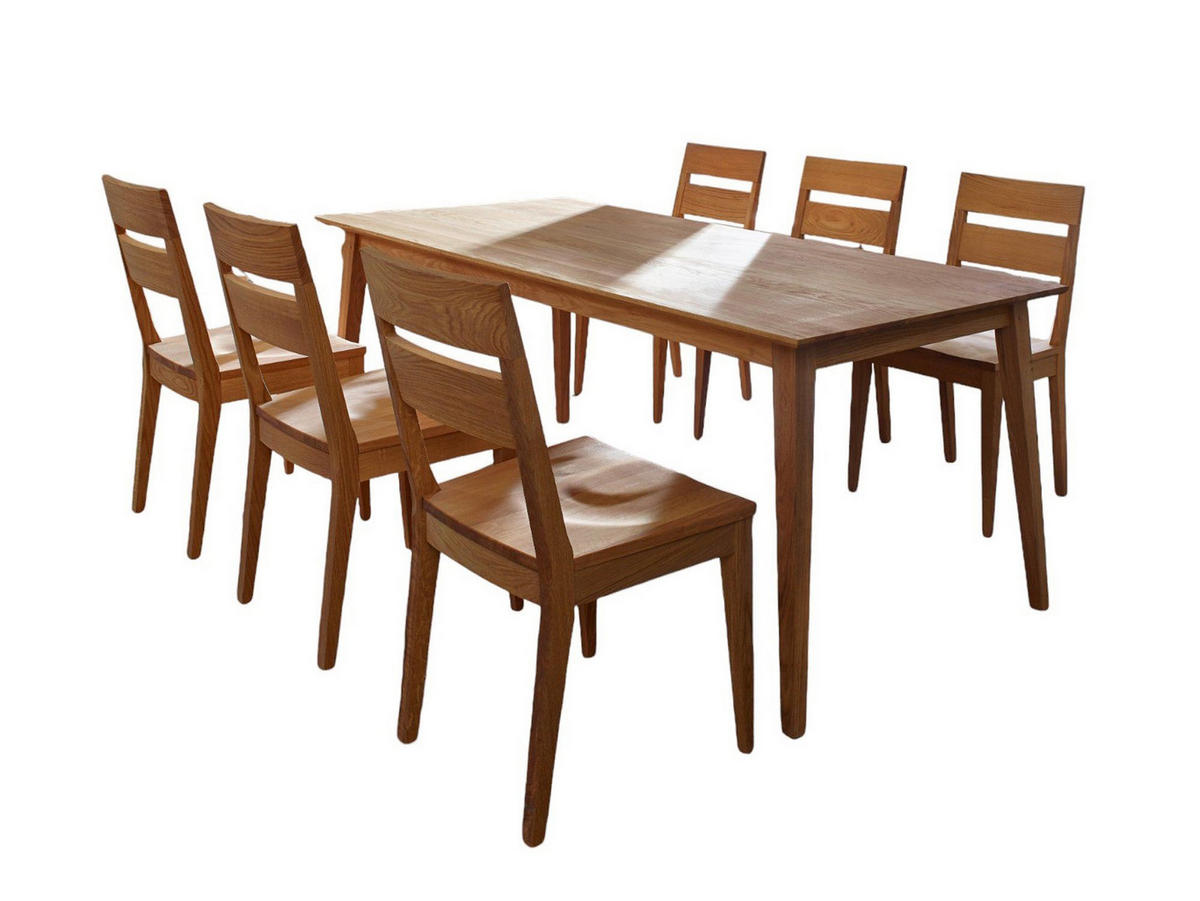 TISCHGRUPPE Dahlia Esstisch mit 6 Stühlen Massivholz Wildeiche geölt - Wildeiche, Holz (184/1/180cm) - 58aufmkessel