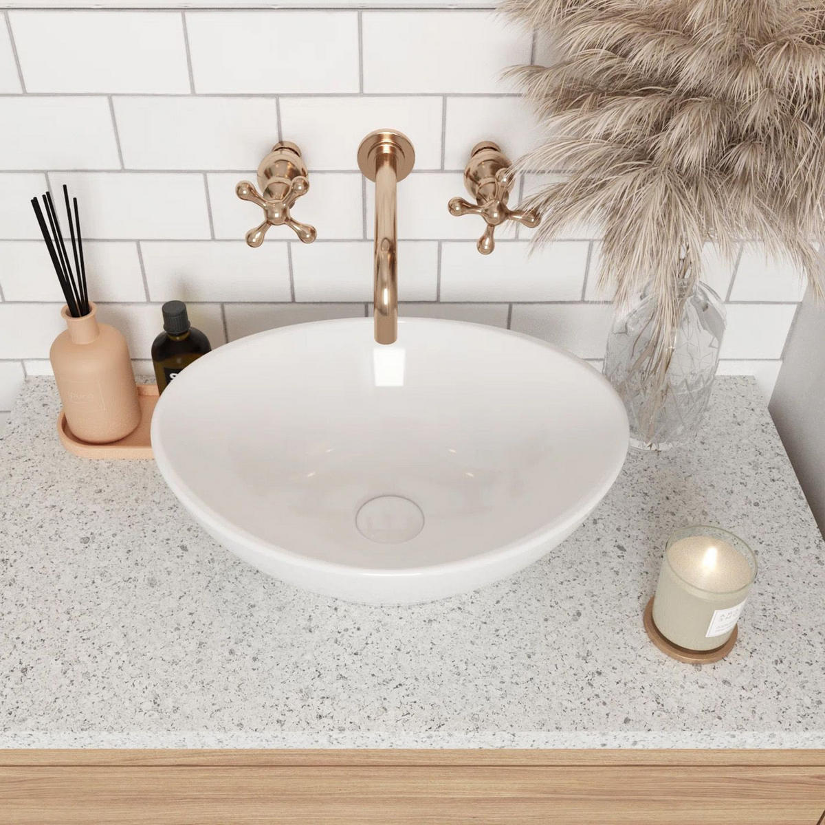 AUFSATZWASCHBECKEN SOFIA MINI WHITE 35/27/13 cm - Weiß, Keramik (35/13/27cm) - REA