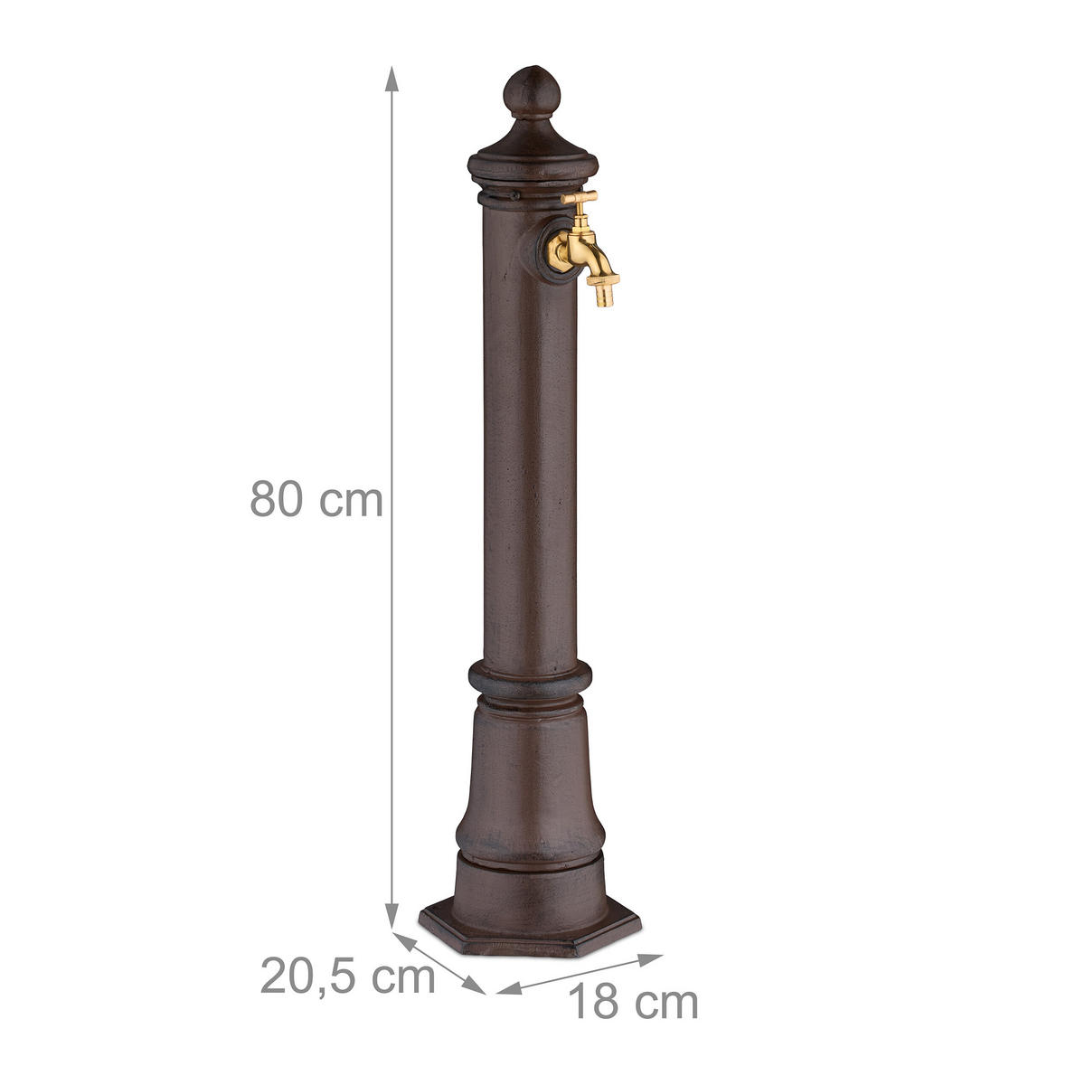 STANDBRUNNEN - Braun, Metall (20.5/18/80cm) - Relaxdays