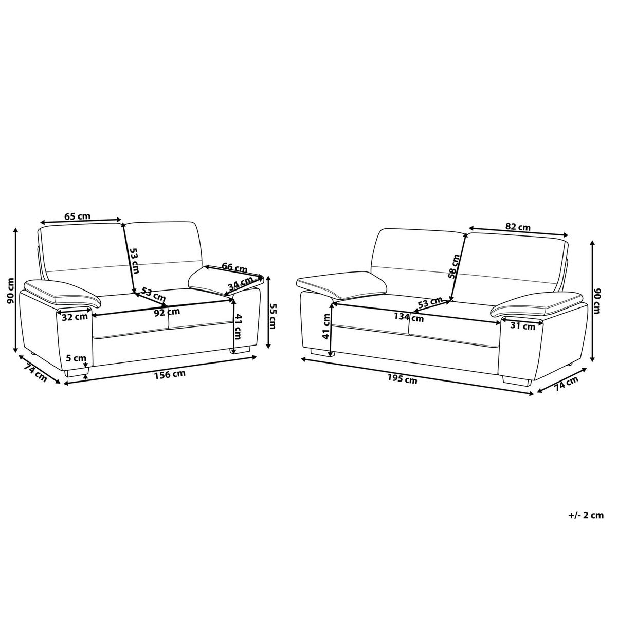 SOFA-SET 5-sitzer Kunstleder Braun Vogar - Braun, Kunststoff (195/90/74cm) - Beliani