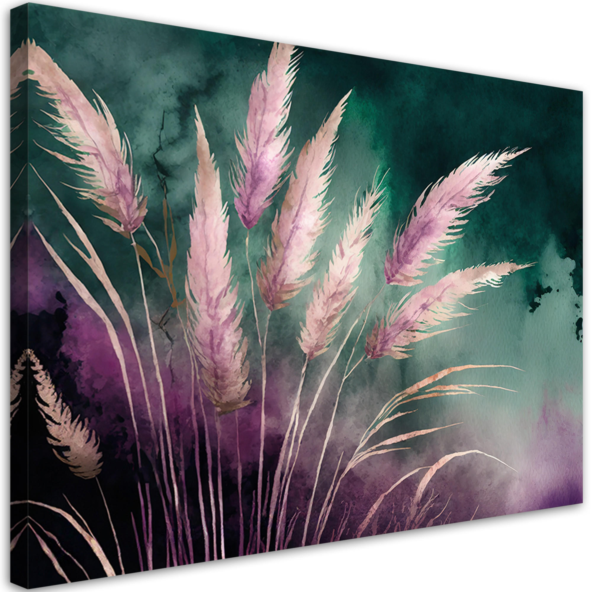 WANDBILD pampasgras natur botanik abstrakt - Lila, Textil (60/40cm) - Feeby