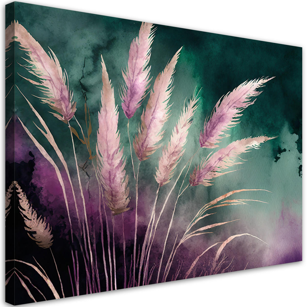 WANDBILD pampasgras natur botanik abstrakt - Lila, Textil (60/40cm) - Feeby