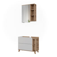 SÚPRAVA KÚPEĽŇOVÉHO NÁBYTKU Karen, biely/Sonoma, 2 časti - biela/dub sonoma, kompozitné drevo (80/65/35cm) - Vicco