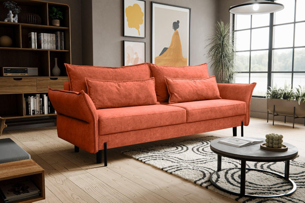 SCHLAFSOFA Volio mit Bettzeugcontainer Orange - Orange, Holz/Textil (239/91/96cm) - Kaiser Möbel