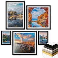 WANDBILDER 5er-Set - 50x50 cm & 20x30 cm & 40x60 cm Schwarzer Rahmen - Aussicht Paris New York Treppen - Schwarz, Kunststoff (40/60cm) - ArtPrintCave