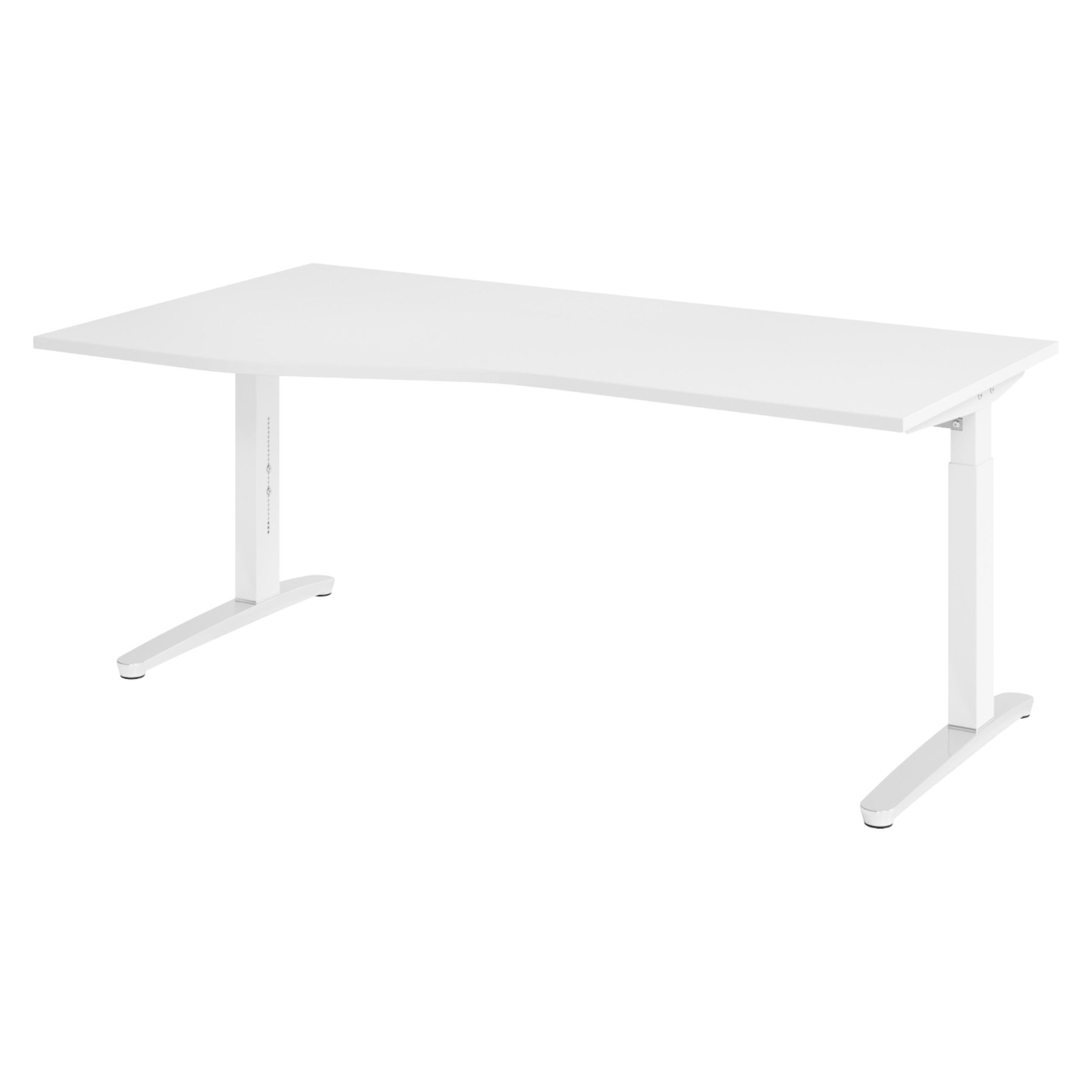 bümö Schreibtisch Weiß, Weiß, Silber 180x74x100 cm