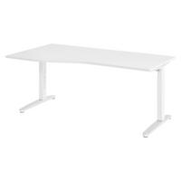 SCHREIBTISCH Serie-XB 100/180/74 cm in Weiß/Weiß/Alu poliert - Silberfarben/Weiß, Holzwerkstoff (100/180/74cm) - bümö