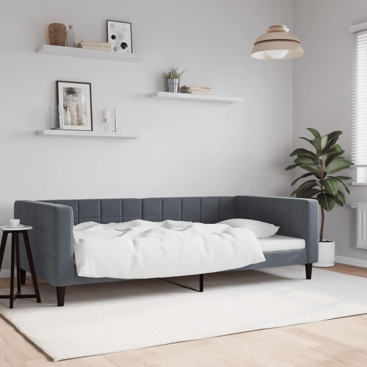 TAGESBETT Dunkelgrau 100/200 Cm Samt - Grau, Textil (100/200cm) - vidaXL