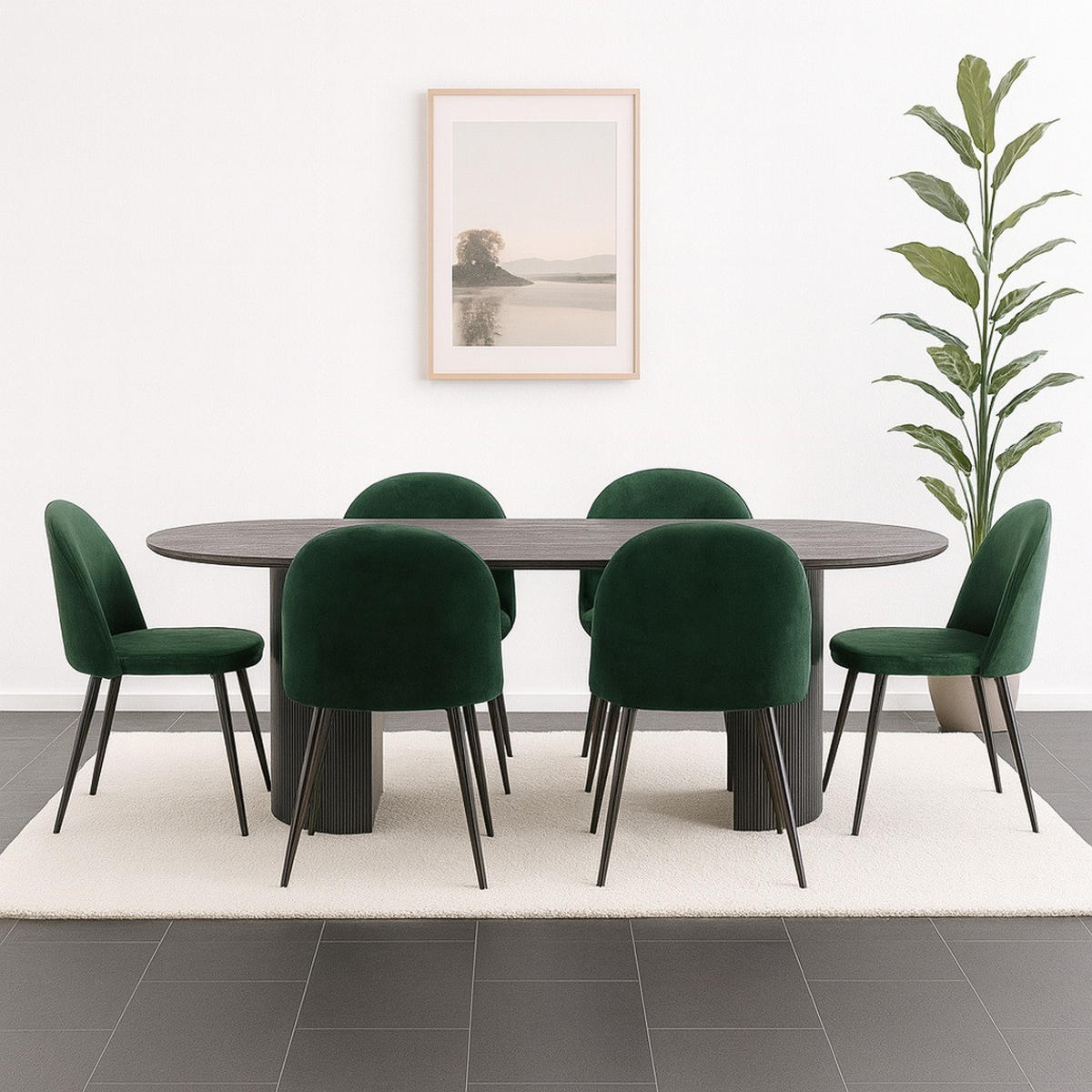 ESSGRUPPE 7-TLG. Kyoto Dunkelbraun - Dunkelbraun, Holzwerkstoff/Textil (210/75/100cm) - ebuy24