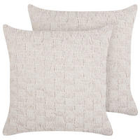 Dekokissen 2er-Set Beige 45/45 cm Basalim - Pink/Beige, Textil (45/45cm) - Beliani