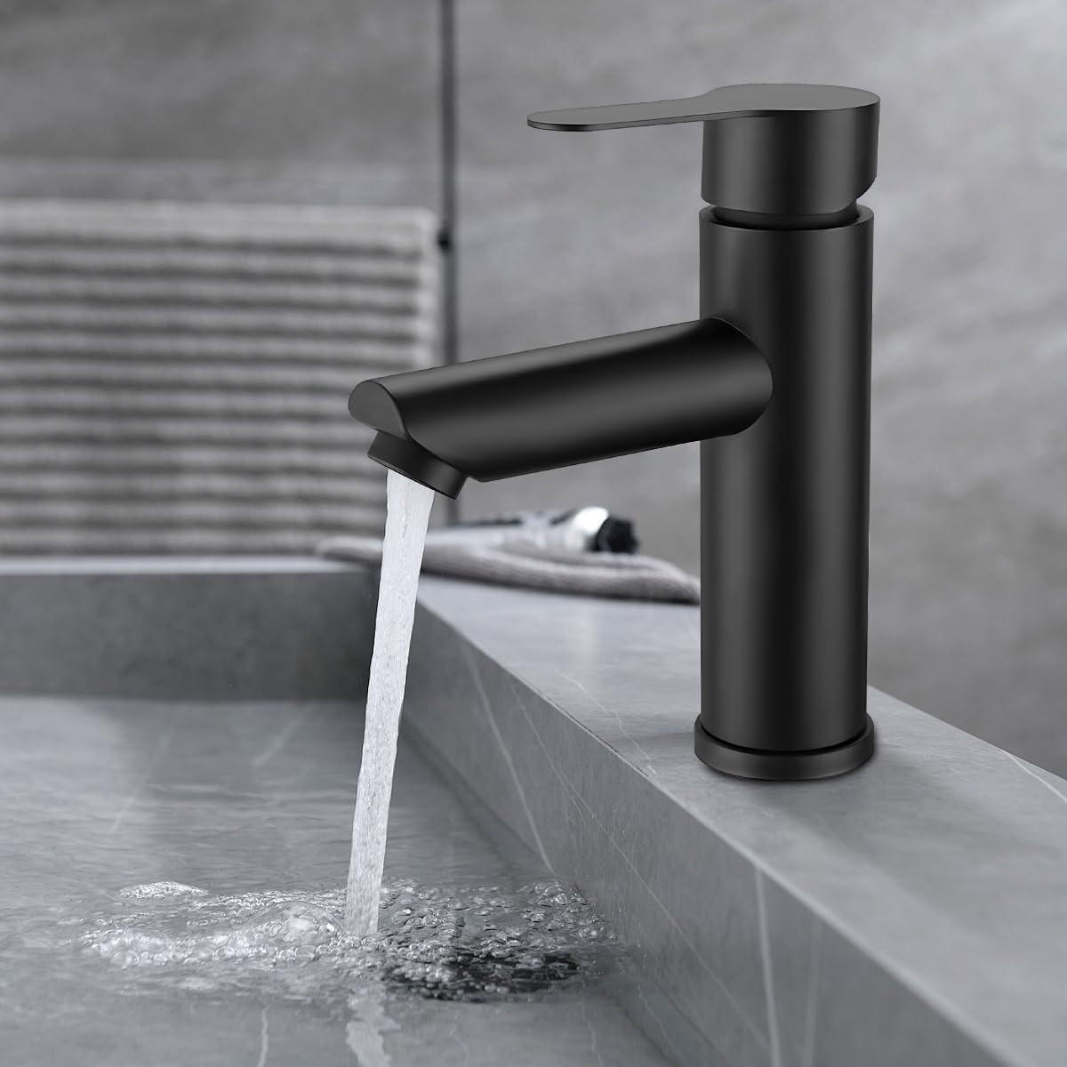 BADEZIMMERARMATUR, 17 cm hoch, schwarz - Schwarz, Metall (20/10/15cm) - Vallsero