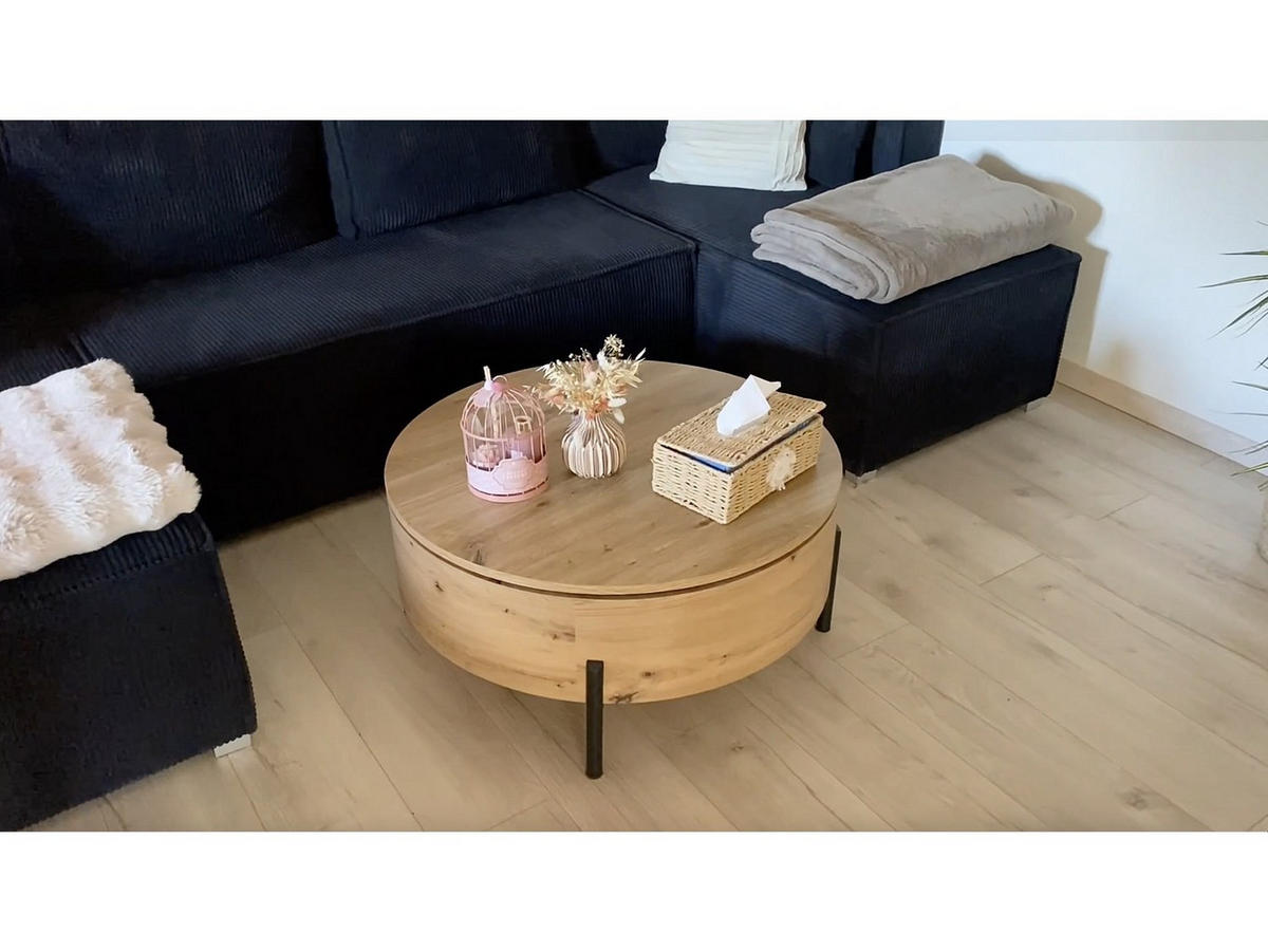 COUCHTISCH modulierbar - 80 cmcm x 80 cmcm - Holz, Platte - Naturfarben Hell - YEMELIA - Naturfarben, Holz (80/80/35.5cm) - Vente-Unique