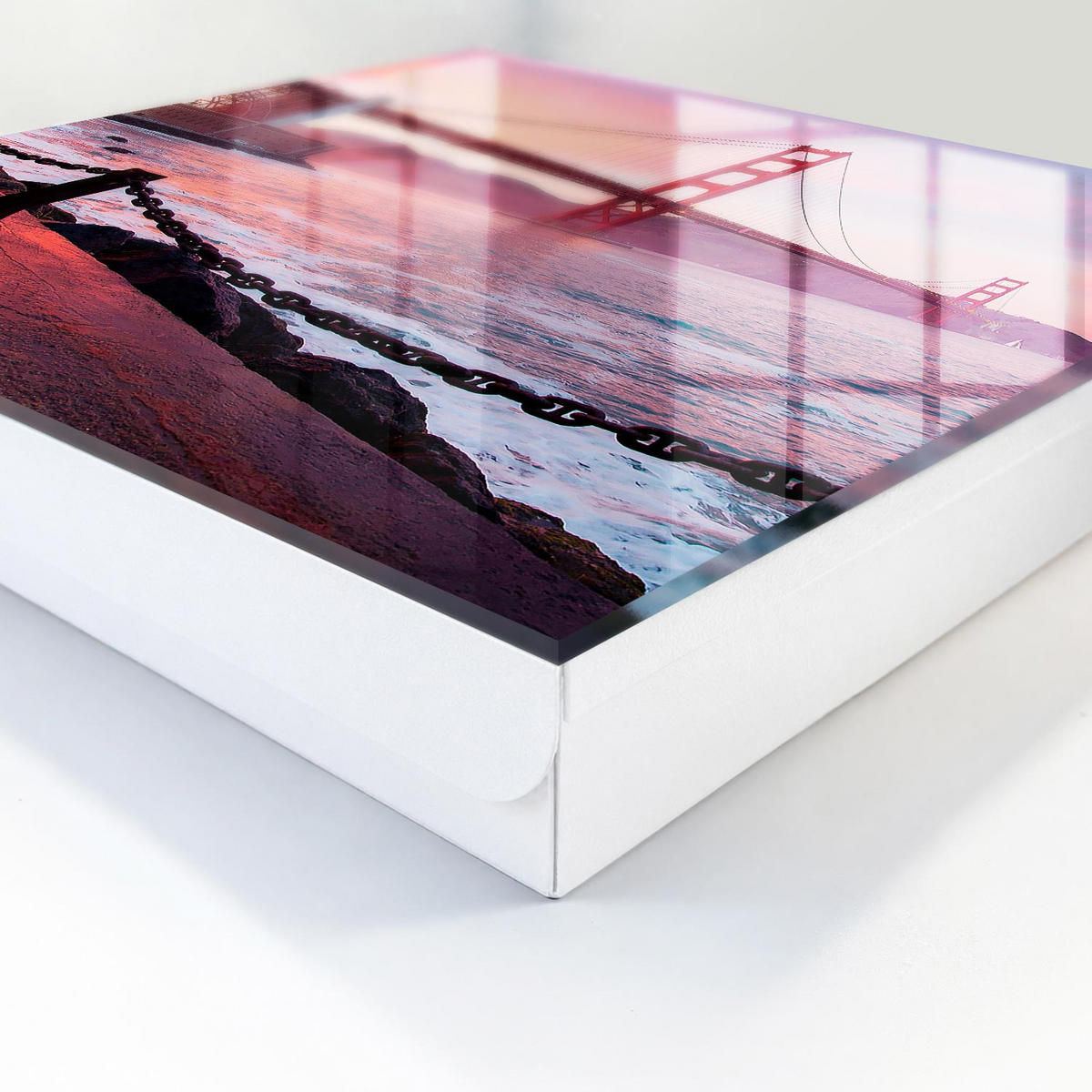 SCHLÜSSELBOX Weiß 30x30 cm – Türöffnung nach rechts - Stadtbrücke - Pink, Metall (30/30/5cm) - TULUP