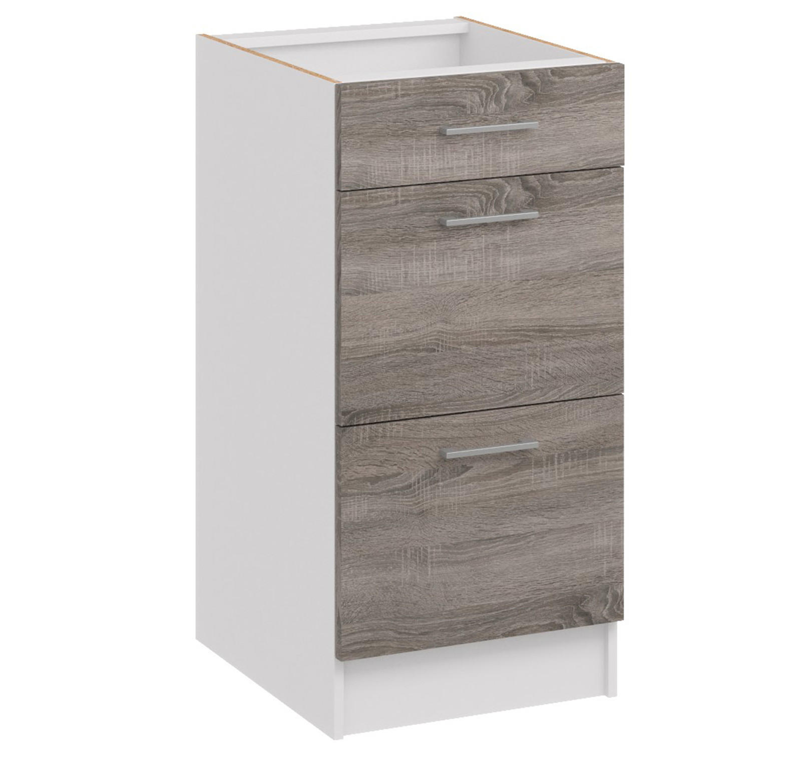 KÜCHENUNTERSCHRANK D40 3SZ dunkel sonoma truffel - Dunkelbraun, Holzwerkstoff (40/82/44cm) - roe furniture