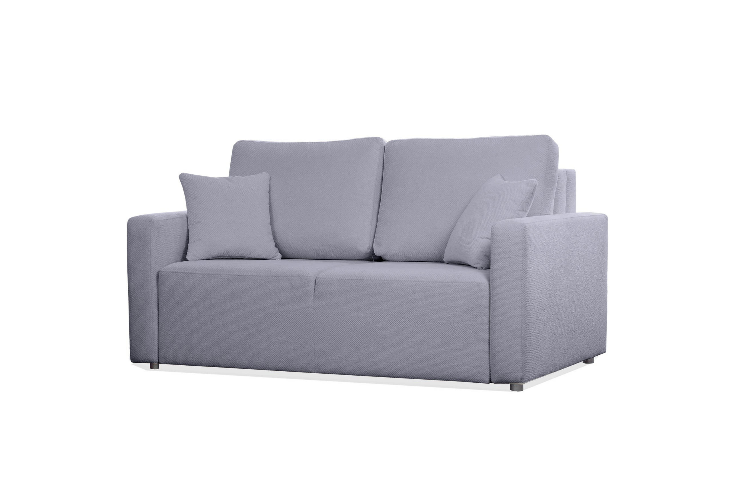 SOFA Mira Grau, Zweisitzer Sofa, mit Schlaffunktion - Grau, Holzwerkstoff/Textil (170/99/114cm) - Bettso