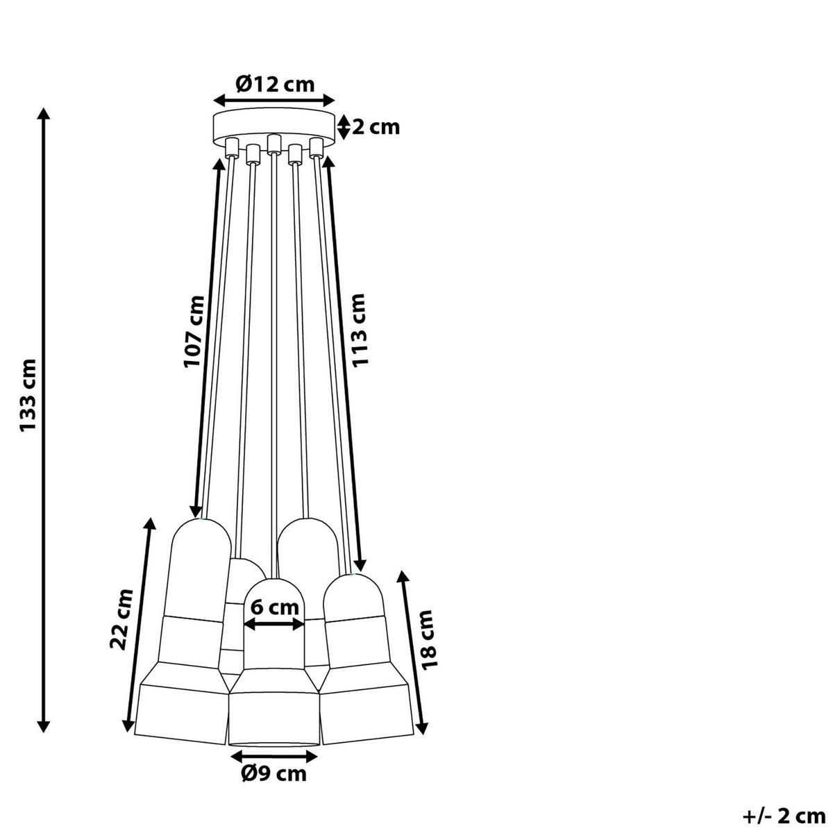 HÄNGELEUCHTE Apure 18/27/133 cm - Grau, Stein (18/27/133cm) - Beliani