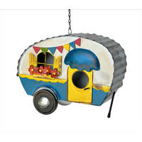 VOGELHAUS zum Aufhängen Metall Wohnwagen 96254 - Weiß, Metall (30/22/10cm) - DanDiBo