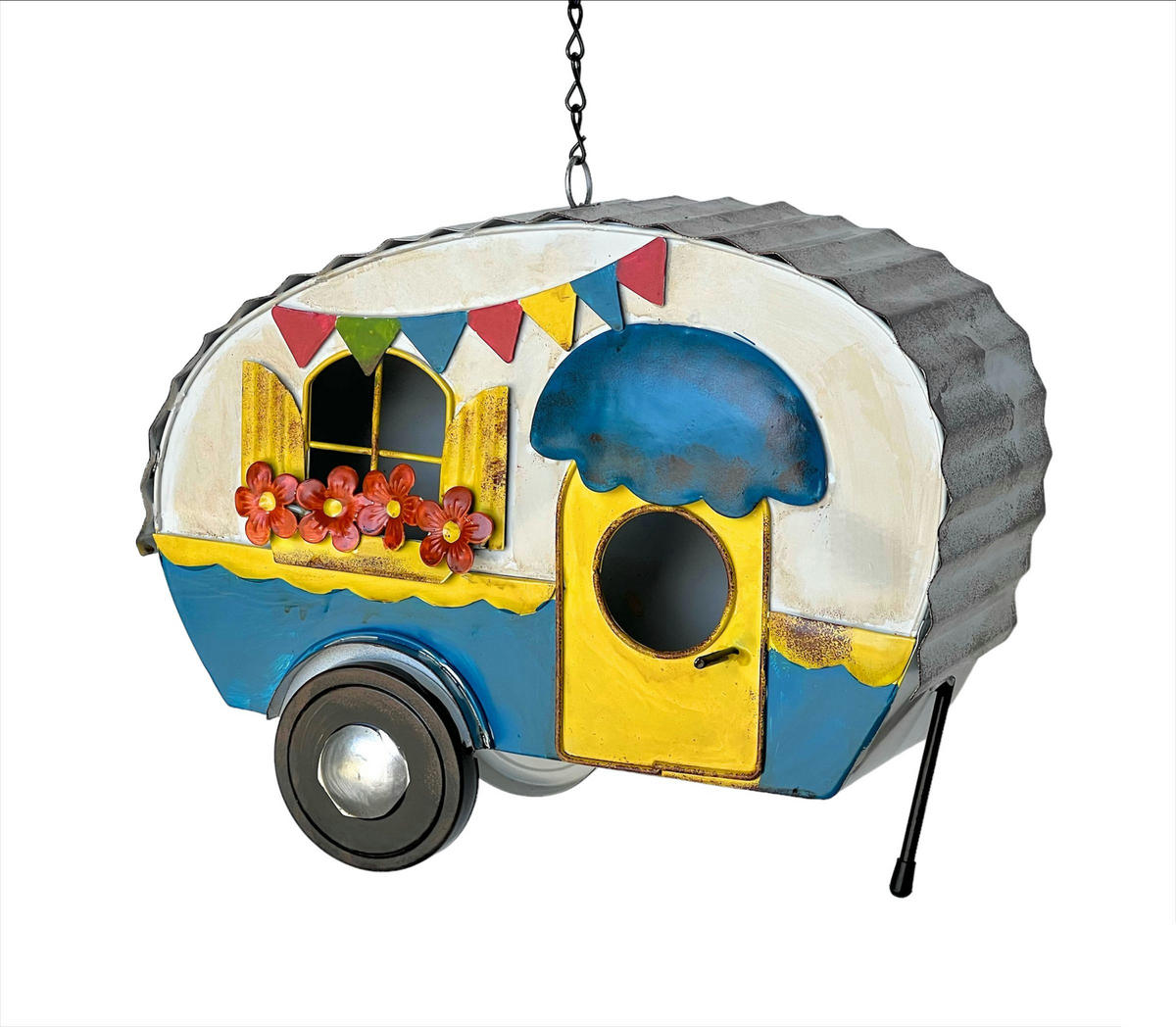 VOGELHAUS zum Aufhängen Metall Wohnwagen 96254 - Weiß, Metall (30/22/10cm) - DanDiBo