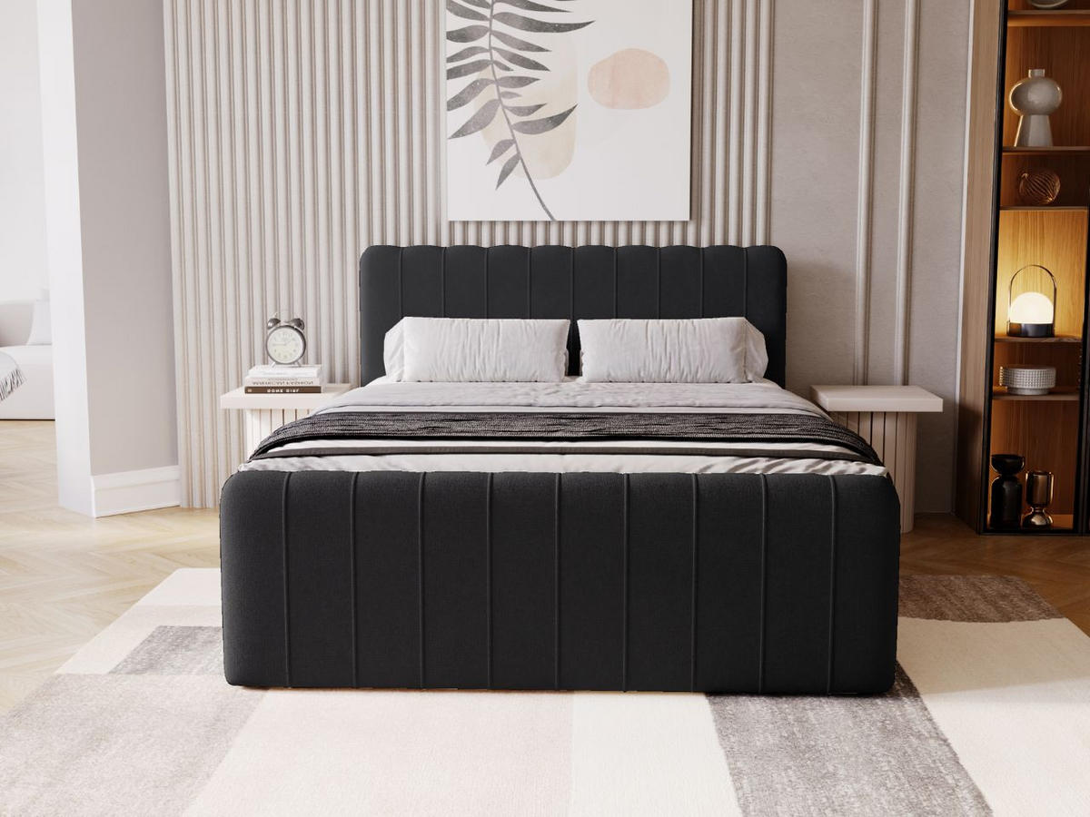 BOXBETT Osteno 140x200 Schwarz - Schwarz, Holz/Textil (140/200cm) - Graingold