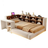 POLSTERBETT 90x200 cm in Beige mit LED-Beleuchtung, Steckdosen und Stauraum - Beige, Textil (90/200cm) - IVMEU