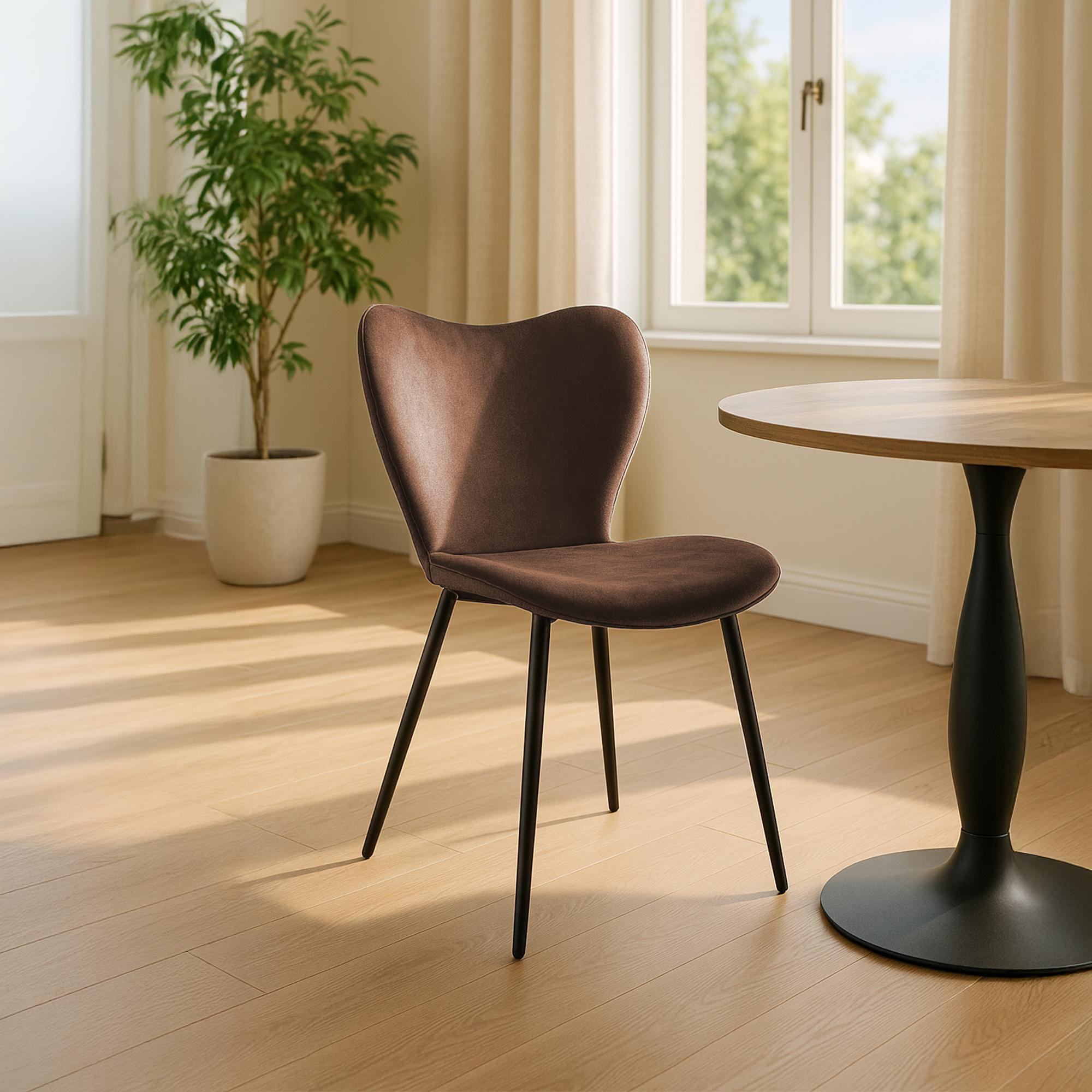 ESSZIMMERSTUHL Samt Braun - Schwarz/Braun, Textil/Metall (50/80/58cm) - CLP