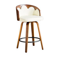 BARHOCKER mit Blüten-Rückenlehne und Metall-Fußstütze - Weiß, Holz (41.5/89/46.5cm) - MIVRAY