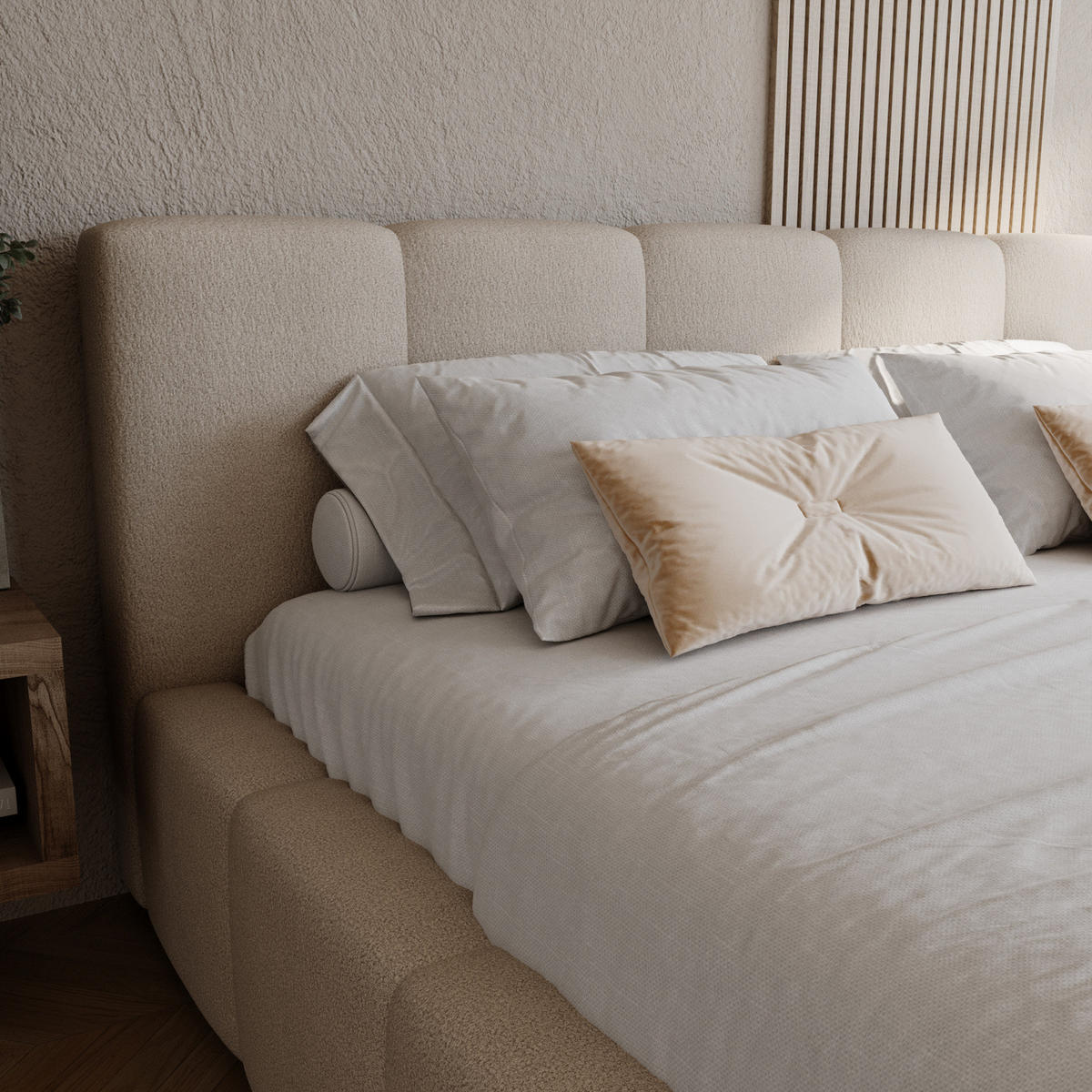 POLSTERBETT mit Bettkasten LARAS 160x200 Creme - Creme, Holzwerkstoff (160/200cm) - Compleo24