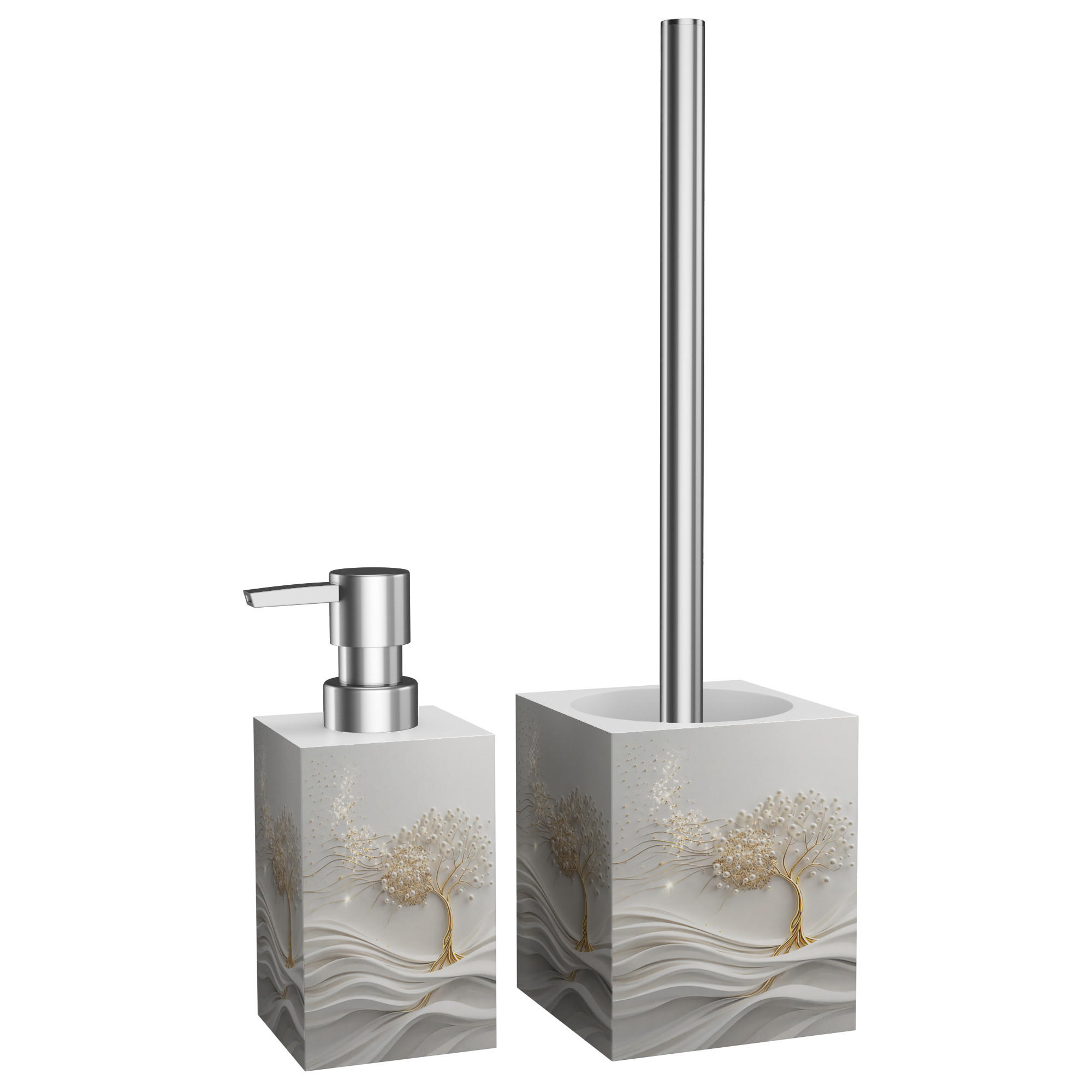 BADEZIMMER Set Tree of Life - Weiß, Kunststoff (7/17/7cm) - Sanilo
