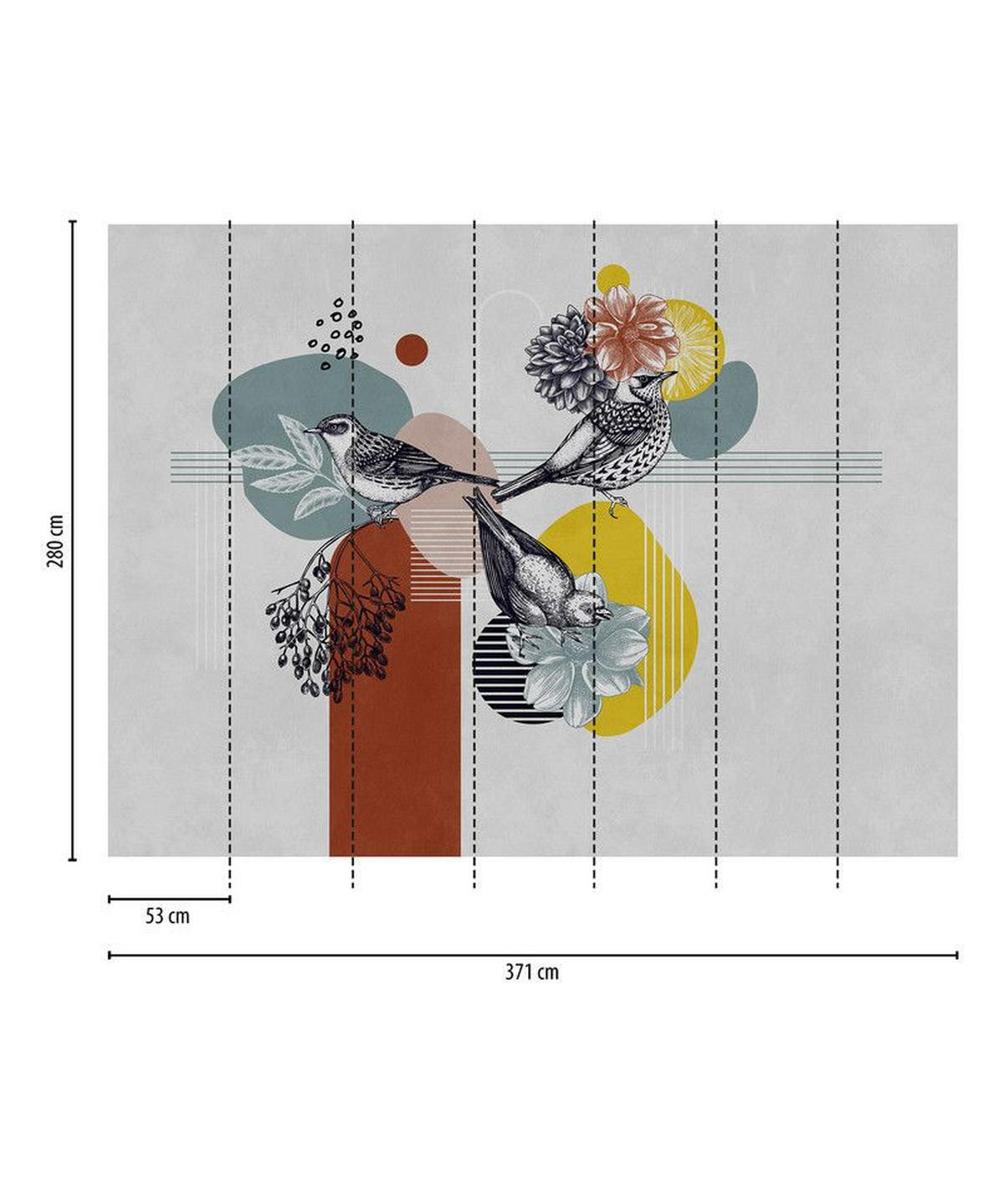 VLIESTAPETE Bunt 371/280 cm - Multicolor/Grau, Textil (371/1cm) - KUNSTLOFT