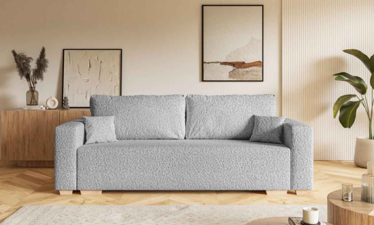 SOFA Grau SOFIA Stoff Bouclé Drei-Sitzer - Grau, Textil (236/92/85cm) - Sepro Meble