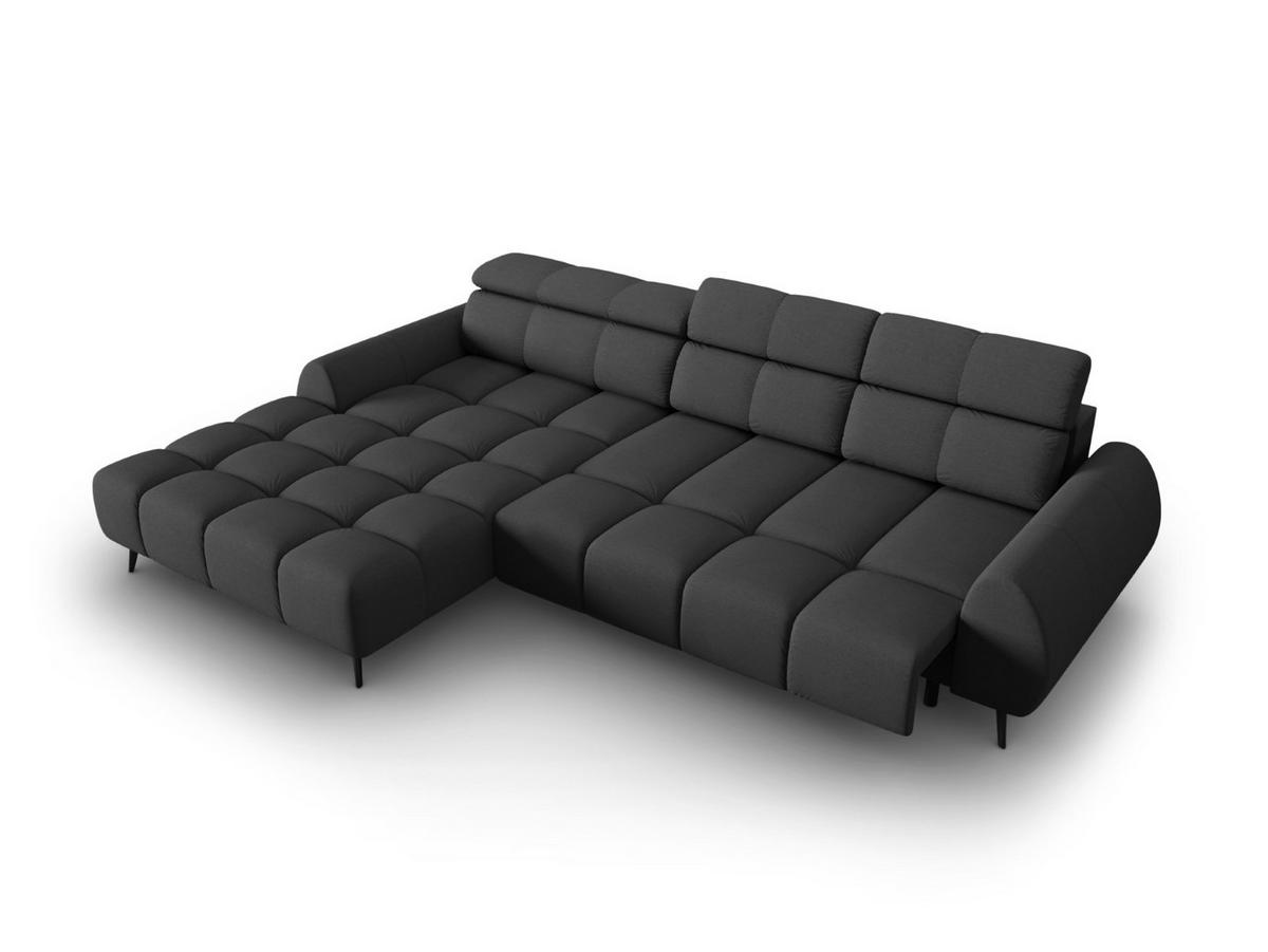 ELEKTRISCHES-ECKSOFA links Alyse aus strukturiertem Stoff dunkelgrau 5 Sitzplätze - Dunkelgrau, Textil (188/295cm) - Micadoni