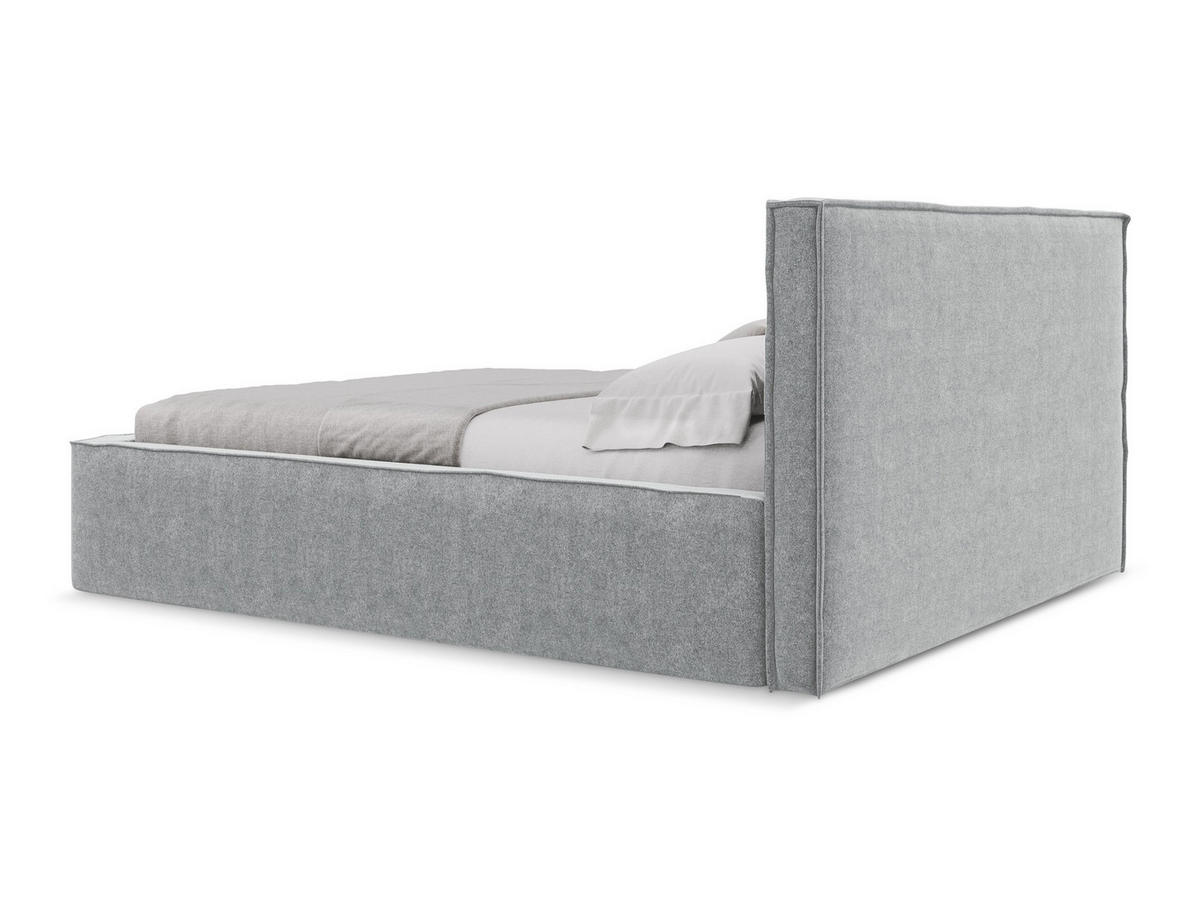 POLSTERBETT mit Bettkasten und Lattenrost 200x228 Grau - Silberfarben/Schwarz, Kunststoff/Textil (180/200cm) - Makamii