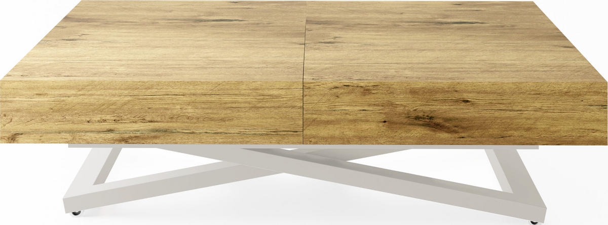 COUCHTISCH Cavetta U höhenverstellbar ausziehbar, Lancelot Eiche 120-200/80/27-76 cm - Kaschmir/Eichefarben, Holzwerkstoff/Metall (80/120/76cm) - WFL GROUP