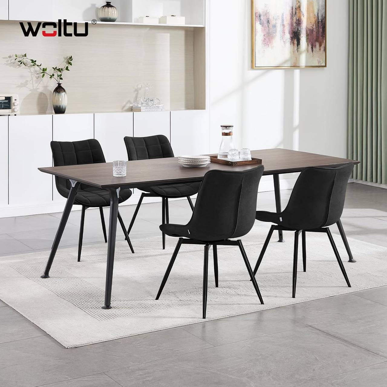 ESSZIMMERSTUHL 2er Set, aus Samt, Schwarz - Schwarz, Textil/Metall (46/83.5/60.5cm) - Woltu