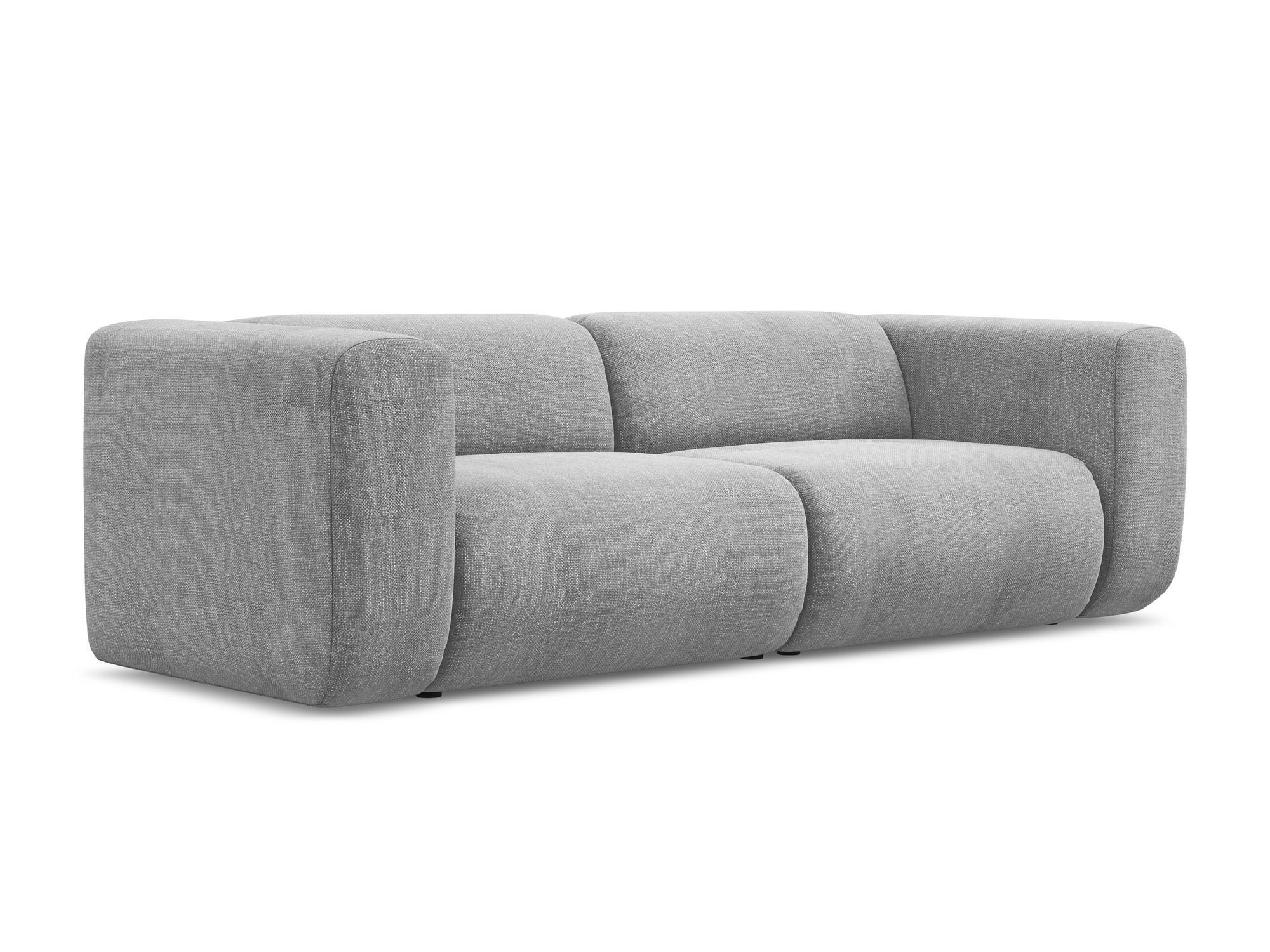 3-SITZER SOFA Chenille Stoff Grau - Hellgrau/Schwarz, Kunststoff/Textil (228/70/89cm) - Makamii