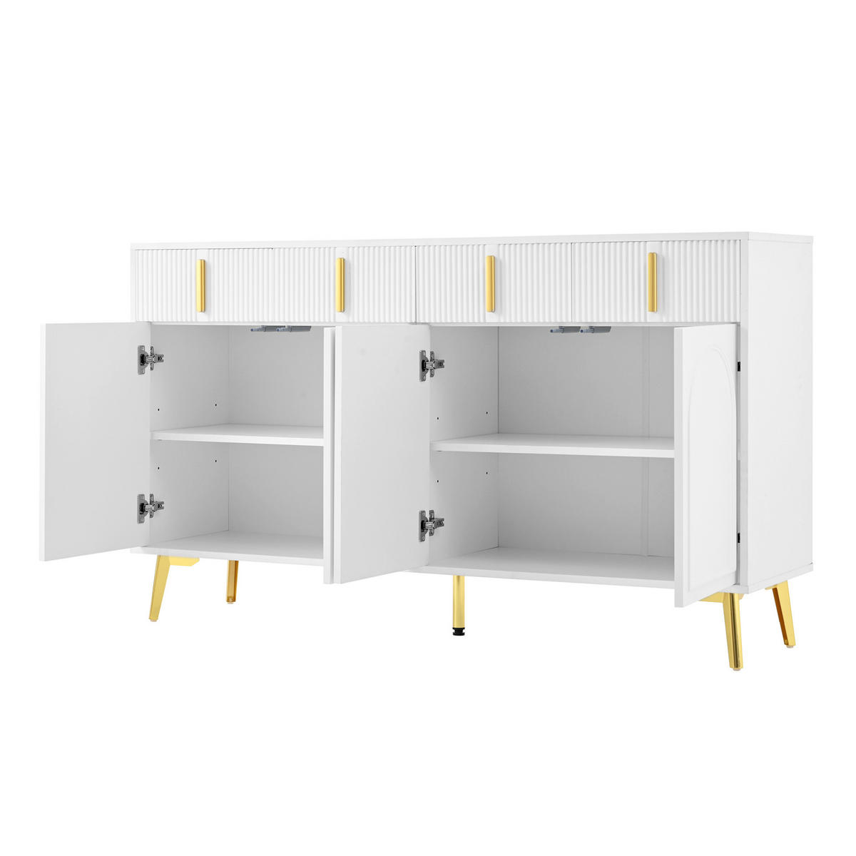 SIDEBOARD mit 4 Türen und 4 Schubladen 140 cm MDF Weiß - Weiß, Holzwerkstoff (140/82/38cm) - Meubliv