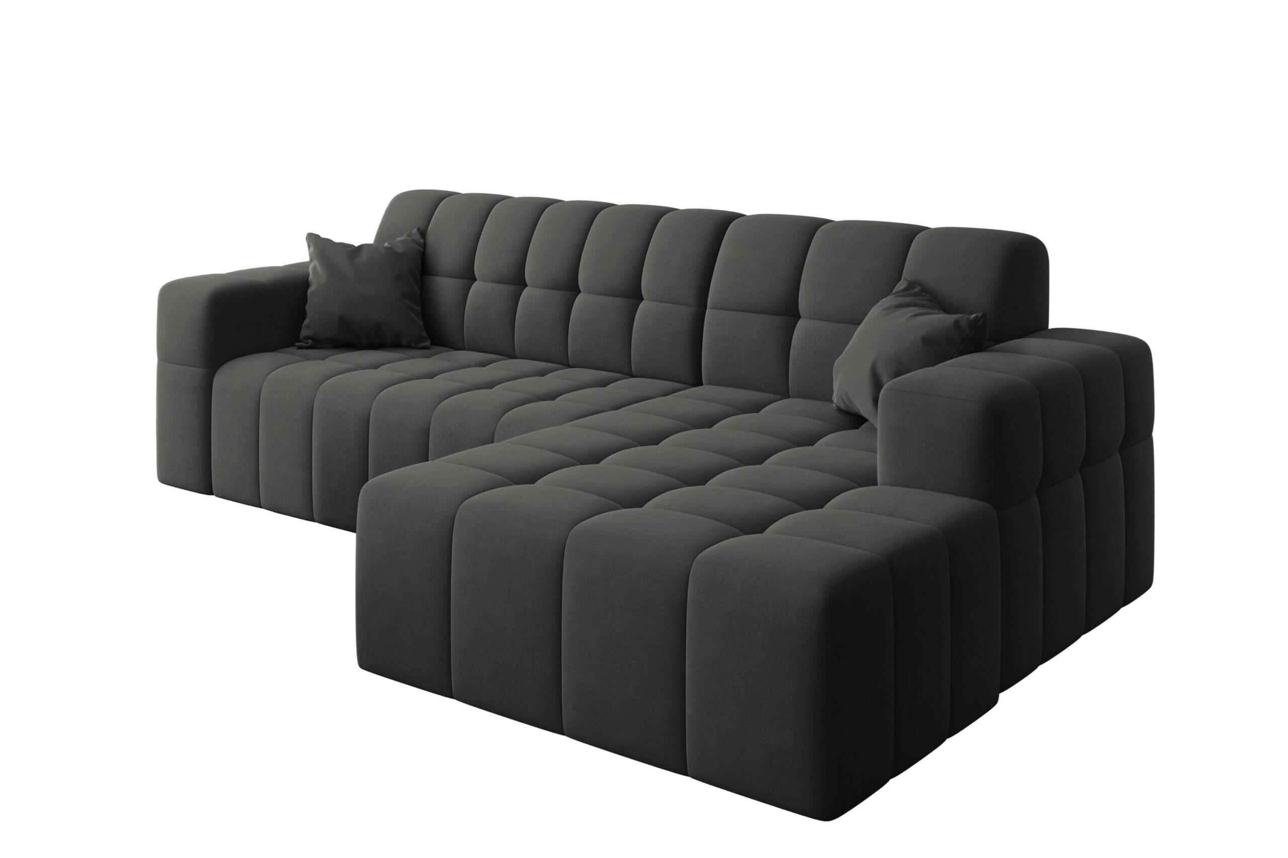 ECKSOFA L-förmiges Nimes Velours Stoff Schwarz Rechts - Schwarz, Holz/Kunststoff (265/168cm) - Kaiser Möbel
