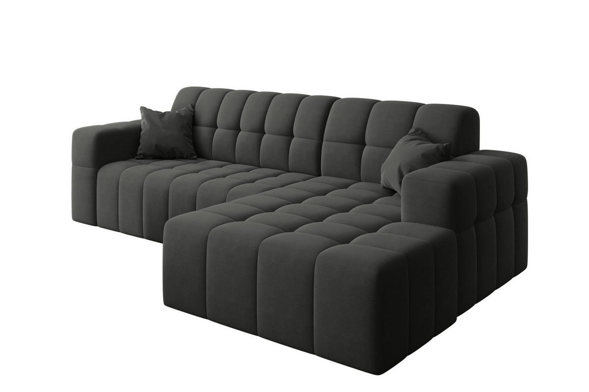 ECKSOFA L-förmiges Nimes Velours Stoff Schwarz Rechts - Schwarz, Holz/Kunststoff (265/168cm) - Kaiser Möbel