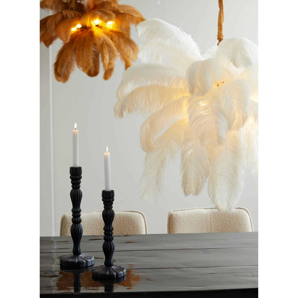 HÄNGELAMPE Feder Weiß Ø80/80 cm - Weiß, Metall (80/80/80cm) - Light & Living