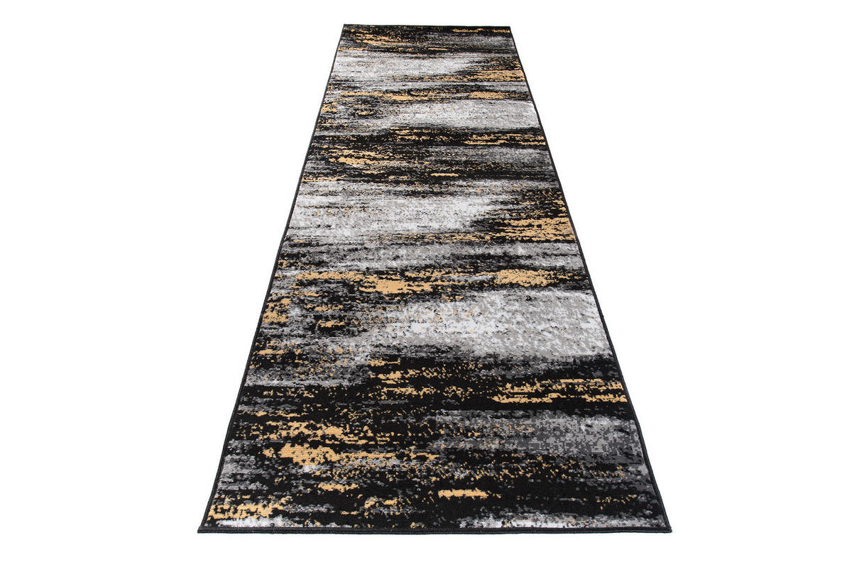 LÄUFER MAYA Schwarz Goldfarben 100/500 cm - Goldfarben, Textil (100/500cm) - Tapiso