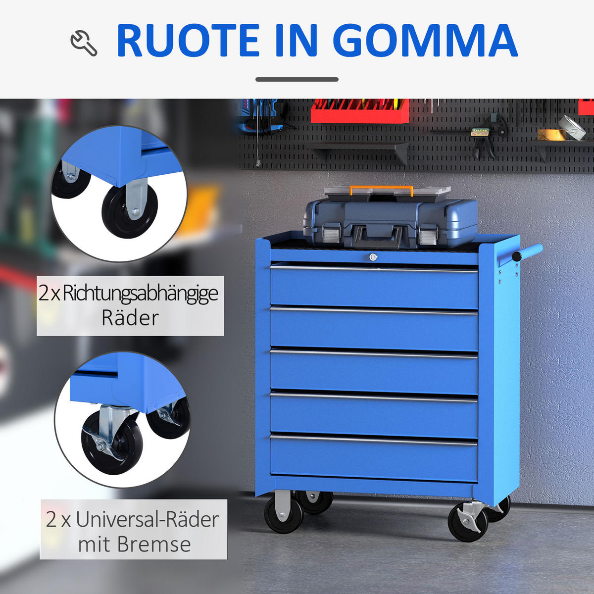 WERKSTATTWAGEN, Blau - Blau, Metall (33/77/675cm) - HOMCOM