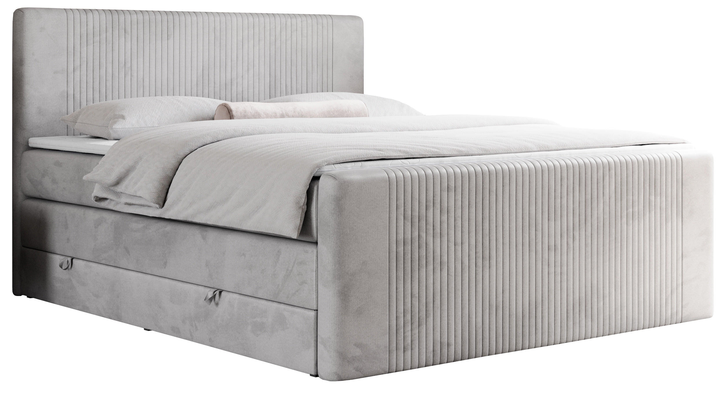 BOXSPRINGBETT KING DOREN 140/200 Hellgrau Velvet - H3 - Hellgrau, Holz/Textil (140/200cm) - MKS