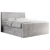 BOXSPRINGBETT KING DOREN 140/200 Hellgrau Velvet - H3 - Hellgrau, Holz/Textil (140/200cm) - MKS