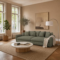 BIGSOFA Hereford XXL Velvet Grün inkl. 12 Kissen 274/131/61 cm - Salbeigrün, Kunststoff/Textil (274/61/131cm) - foamnova
