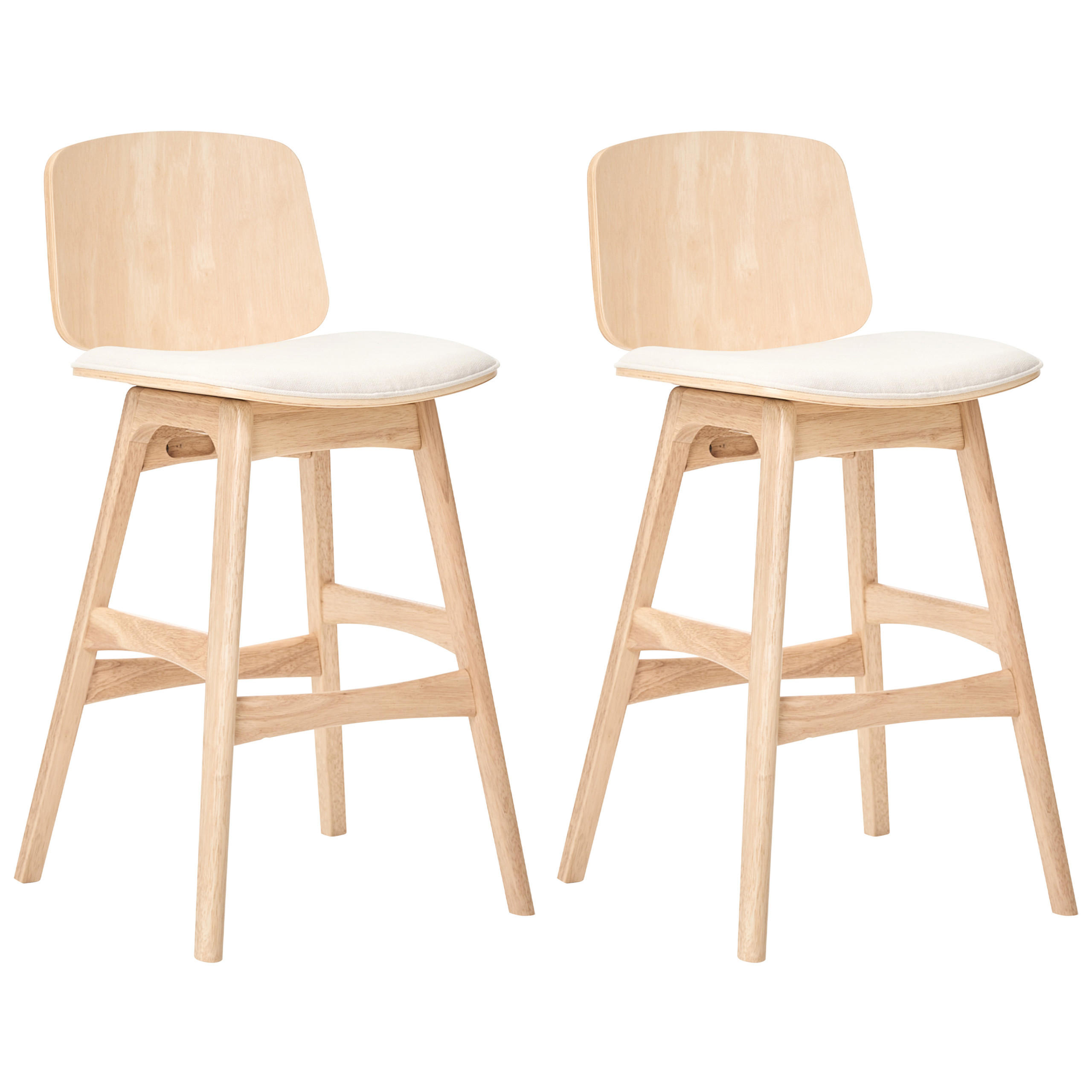 SCAUN DE BAR set de 2 lemn maro deschis/bej deschis Charleston - bej, material textil (47/92/50cm) - Beliani