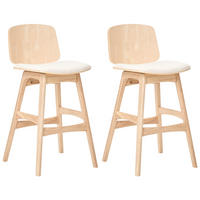 SCAUN DE BAR set de 2 lemn maro deschis/bej deschis Charleston - bej, material textil (47/92/50cm) - Beliani